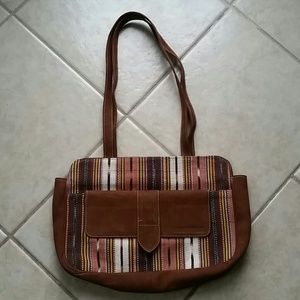Leather Tribal Textile Boho Bag